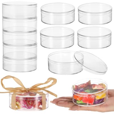 12-Pack Clear Acrylic Round Boxes with Lids, 3.1-Inch Containers for, Jewelry, and Party Treats