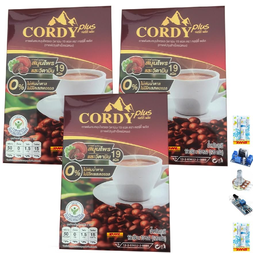 10 Sachets/Pack (120g) 0% Sugar Delicious Intense Much Mellow Fruit Snack CordyPlus Coffee 24 Natural Extracts (of 3) By Thaigiftshop [Get Free Tomato Facial Mask]