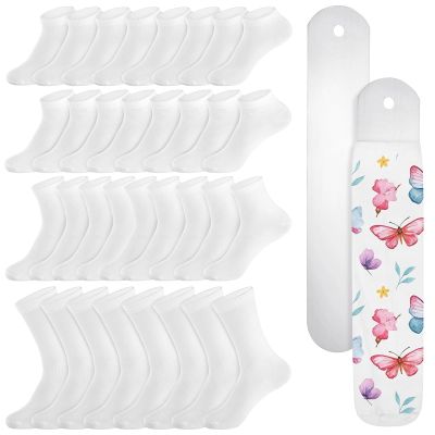 48 Pairs White Sublimation Socks, Heat Transfer Jigs with 4 Different Sizes