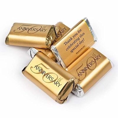 34ct 50th Anniversary Assorted Chocolate Miniatures by Just Candy - Hershey's Golden Candy for 50th Anniversary Party Favors, Decorations, Candy Buffets