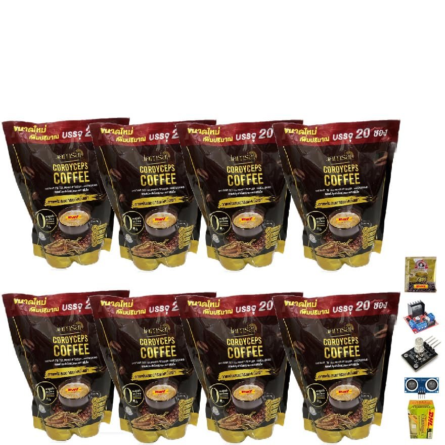 20 Sachets/Box (200g) Mix Instant Blend with Natural 22 in 1 Delicious Much Mellow Intense Jamsai Coffee Cordyceps Set 8 By Beautygoodshop [Get Free For You Beauty Gifts]