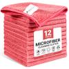 SIFANGKE Microfiber Cleaning Cloth, 12 Pack Pink Cleaning Rags for Housekeeping, Reusable Microfiber Towels for Car, Kitchen, Bathroom and Household Cleaning Supplies, 11.8"X11.8" view 1