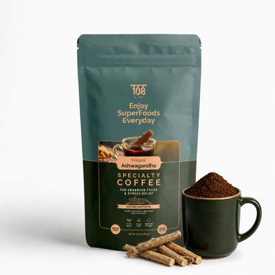 108LIFE Ashwagandha Specialty Coffee | Ashwagandha Coffee | Arabica Coffee | Natural Adaptogen for Focus & Stress Relief | Pure & Sustainably Produced | 10 oz Pack - Makes 28 Cups