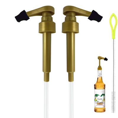 Coffee Syrup Pump for Monin 750ml Glass Bottles with Tip Cover Included, 2Packs, Gold