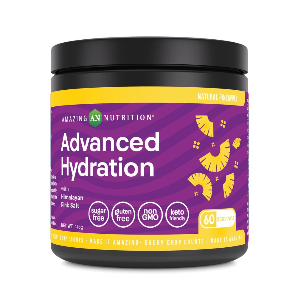 Amazing Nutrition Advanced Hydration Electrolyte Powder | Packed with Essential Minerals | Sugar-Free | Keto Friendly | Non-GMO | Gluten-Free (60 Servings | Natural Pineapple)