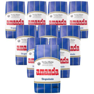 AMAND Yerba Mate Despalada Gluten-Free Loose Leaf Tea from Argentina - Yerba Sin Palo, 1 kg (2.2 lb) Bag Pack of 10