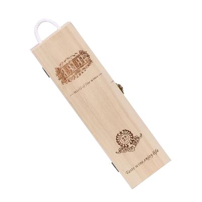 ABOOFAN Single Wooden Wine Bottle Box Retro Pine Wine Storage Case Handle Vintage Style for Gifting or Home Use