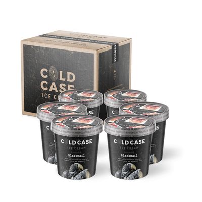 Cold Case Ice Cream Blackmail Flavor - Gourmet Sweet Ash Ice Cream with Chocolate Sandwich Cookies and Marshmallow Creme Swirls - 1 Case, 6 Pints, 16 oz/Pint (Frozen)