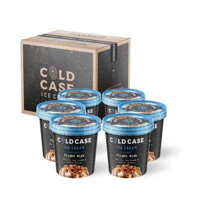 Cold Case Ice Cream Flight Risk Flavor - Gourmet Vanilla Ice Cream with Cookie Butter Chunks & Swirls of Cookie Butter and Cinnamon Cream - 1 Case, 6 Pints,16 oz/Pint (Frozen)