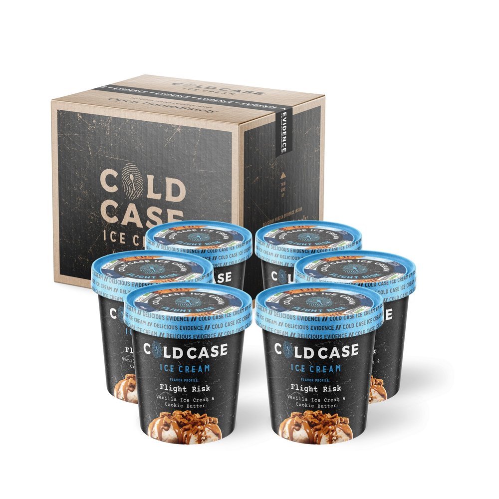 Cold Case Ice Cream Flight Risk Flavor - Gourmet Vanilla Ice Cream with Cookie Butter Chunks & Swirls of Cookie Butter and Cinnamon Cream - 1 Case, 6 Pints,16 oz/Pint (Frozen)