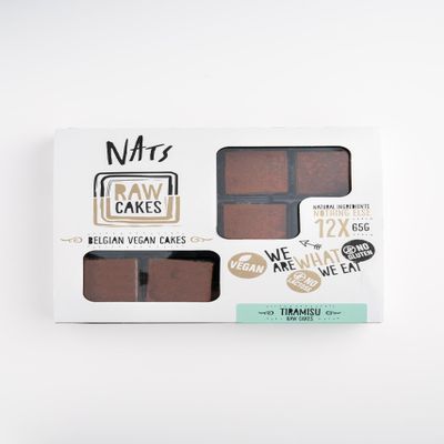 Nats Vegan Tiramisu Cake, Precut, Gluten & Dairy Free, 12 Count of 2.29 oz Cakes, Frozen Dessert with Coffee, Vanilla, and Cocoa Mousse, Almond Date Crust, No Refined Sugars, Thaw and Serve, Vegan