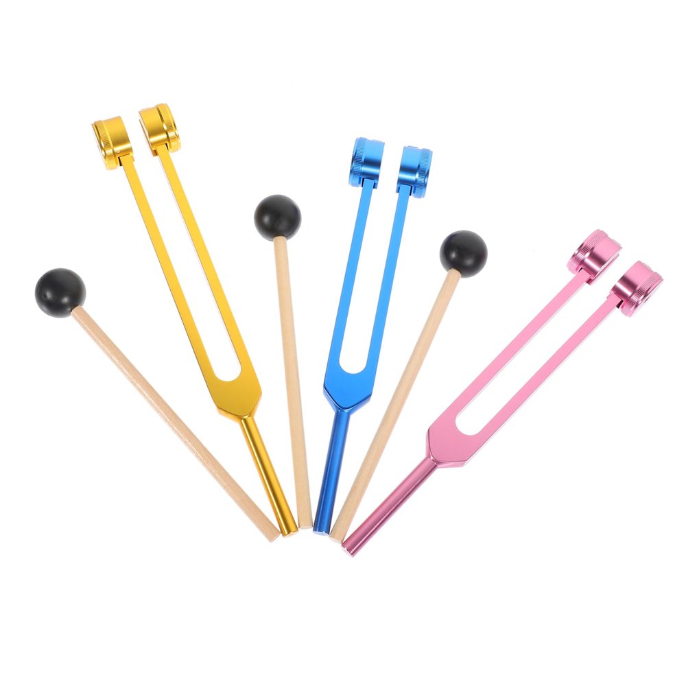 IWOWHERO 128Hz Ear Tuning Fork Set 3-Piece Metal Sensory Tool Kit for Ear Cleaning Chakra Healing and Sound Therapy Accessories