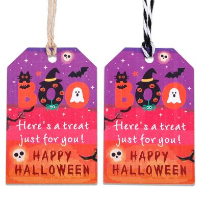 100 Pcs Halloween Tag with String for Gift Bags You've Been Booed Gifts Thank You Tags for Boo Basket Stuffers Baby Shower Favors Ghost Candy Tags Halloween Party Supplies Basket