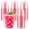 100 Pcs Pink Clear Plastic Cups 12 oz, Bulk Disposable Stemless Wine Glasses, Cute Pink Plastic Party Cups for Meeting Wedding Birthday Valentines Christmas Cocktail Theme Party Supplies Decorations view 1
