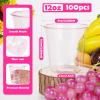 100 Pcs Pink Clear Plastic Cups 12 oz, Bulk Disposable Stemless Wine Glasses, Cute Pink Plastic Party Cups for Meeting Wedding Birthday Valentines Christmas Cocktail Theme Party Supplies Decorations view 2