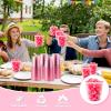 100 Pcs Pink Clear Plastic Cups 12 oz, Bulk Disposable Stemless Wine Glasses, Cute Pink Plastic Party Cups for Meeting Wedding Birthday Valentines Christmas Cocktail Theme Party Supplies Decorations view 4