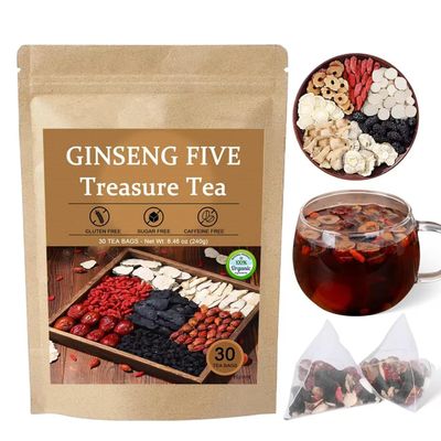 manlazuli Premium Ginseng Five Treasure Tea - 30 Teabags, Kidney Cleanse Detox & Repair Herbal Tea, Kidney Tea Formula for Men & Women