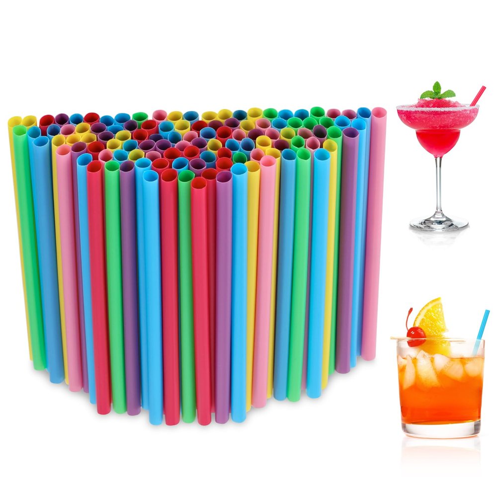 [100 Pcs] Colorful Disposable Cocktail Short Straws - 5.12'' Long 0.24'' Diameter Plant-Based Drinking Straws for Whiskey Bar Club Coffee Soda Party Cold Drinks