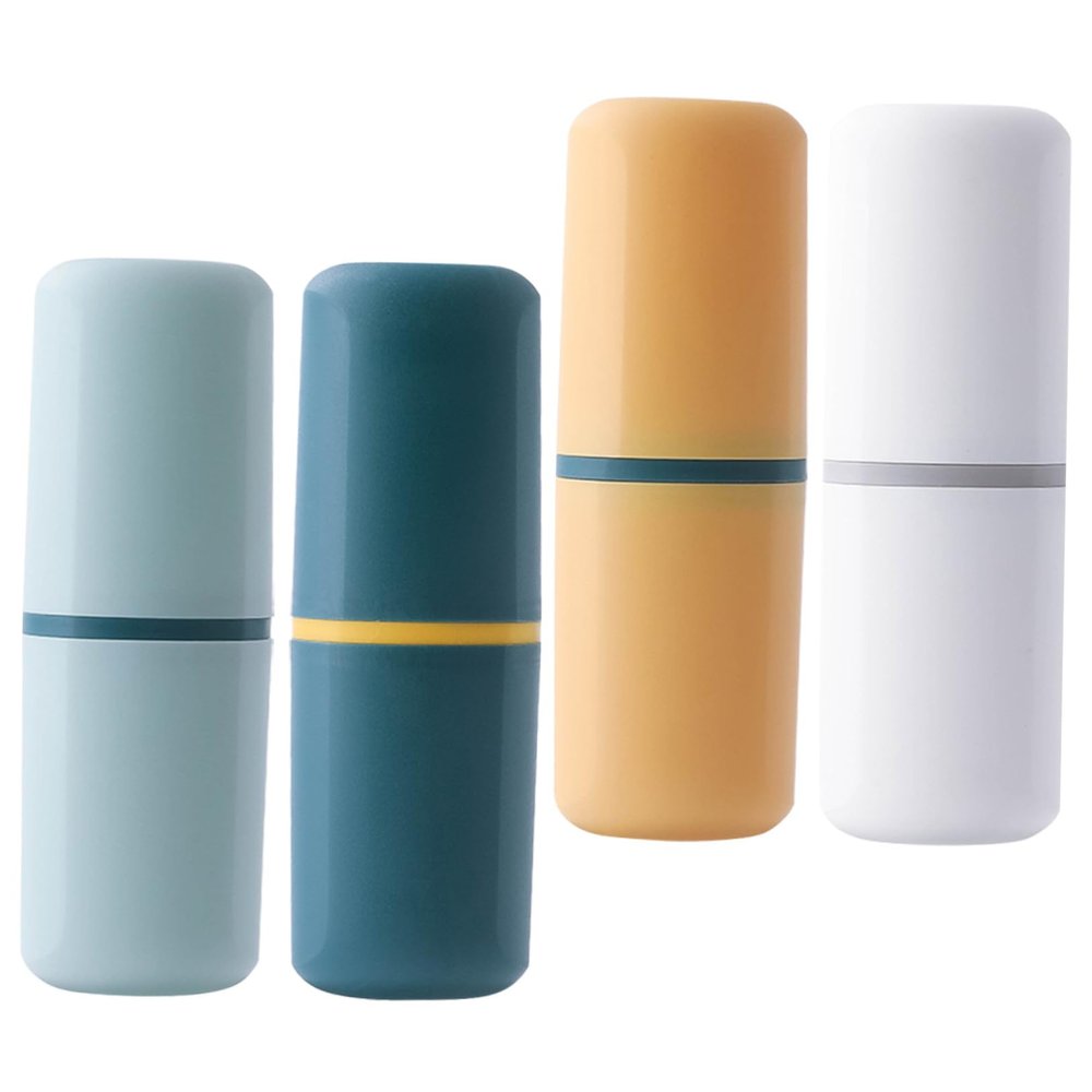 PLAFOPE 4Pcs Travel Toothbrush Holder Portable Toothbrush and Toothpaste Case Compact Bathroom Cup for Travel Hiking and Outdoor Activities