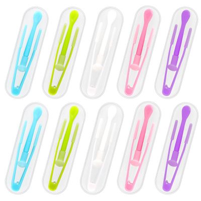 10 Pack Colorful Contact Lens Remover Tool Case Set Portable Tweezer Stick with Soft Tip Insert Set for Hard Soft Lenses