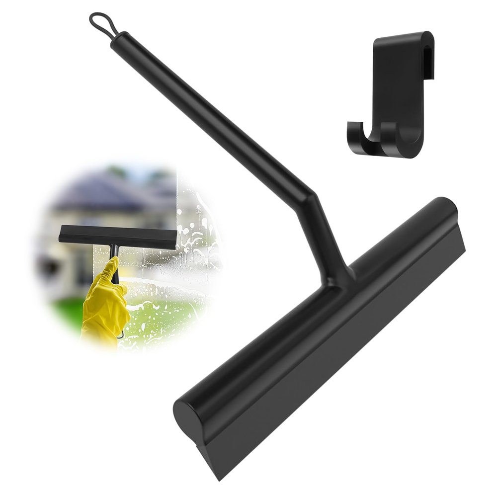 Silicone Shower Squeegee for Glass Doors,Bathroom Glass Shower Door Squeegee,Household Window Mirror Squeegee,Cleaning Tile Wall,Car (Black)