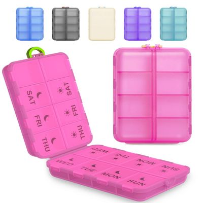 Pill Organizer Travel Medicine Case - Travel Pill Case with Etched Labels, Daily Travel Medicine Case Holder