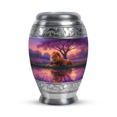 Remembrate Lion Small Urns for Human Ashes Adult Female and Male - Trees Urn for Ashes for Women Mini 3 Inch - Purple Travel Keepsake Urn for Mom and Dad Remains