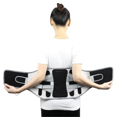 BIOMICE Waist Support Back Support with Large Support Panel and Breathable Back Support Straps Lumbar Support Belt(Black-Add Cushion,M)