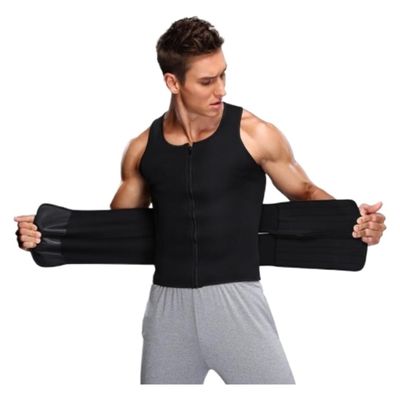BIOMICE Waist Support Compression Shirts Slimming Undershirts Shapewear Waist Trainer Body Shaper Vest Lumbar Support Belt(Black,M)