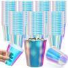 YIMITEE 50 Pack Iridescent Plastic Cup, 12 OZ Disposable Bachelorette Party Cups, Glitter Drinking Cups, Holographic Shiny Beverage Cup, Party Supplies for Disco, Birthday, Wedding, Decorations view 1