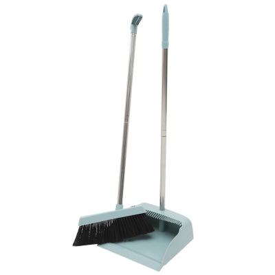 Beaupretty 1Set Softer Hair Broom Dustpan for Home Cleaning Blue for Bathroom Kitchen Hair Removal Detachable Handle Efficient Dust Debris Sweeping Tool