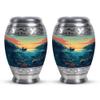 JAGSHASHI Fishing Little Urns for Human Ashes Adult Male & Female - Small Burial Urn for Mom & Dad Ash - Adult Cremation Urns for Human Ashes - 3 Inch Set of 2 - Keesake Memorial Funeral Urn view 1