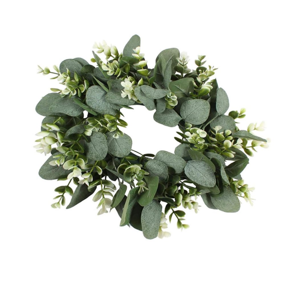 ABOOFAN Artificial Eucalyptus Leaf Wreath Small Eucalyptus Garland Door Hanging Decor for Home Entrance Lifelike Faux Greenery Decoration for Weddings and Seasonal Events