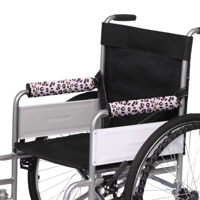 Gomyblomy Pink Leopard Print Wheelchair Arm Pads 2 Pack Soft Support Wheelchair Armrest Covers Washable for Office Transport Chairs Scooters Wheelchair Accessories Adults Women
