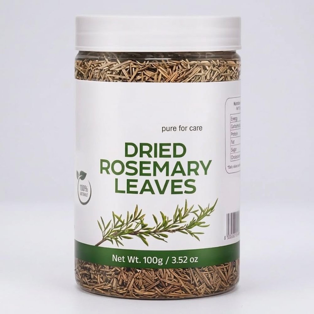 100% Natural Dried Rosemary Leaves, 100g Premium Culinary Herb for Cooking, Seasoning, Herbal Tea, Skincare, Hair Care & Aromatherapy | Resealable Freshness Jar