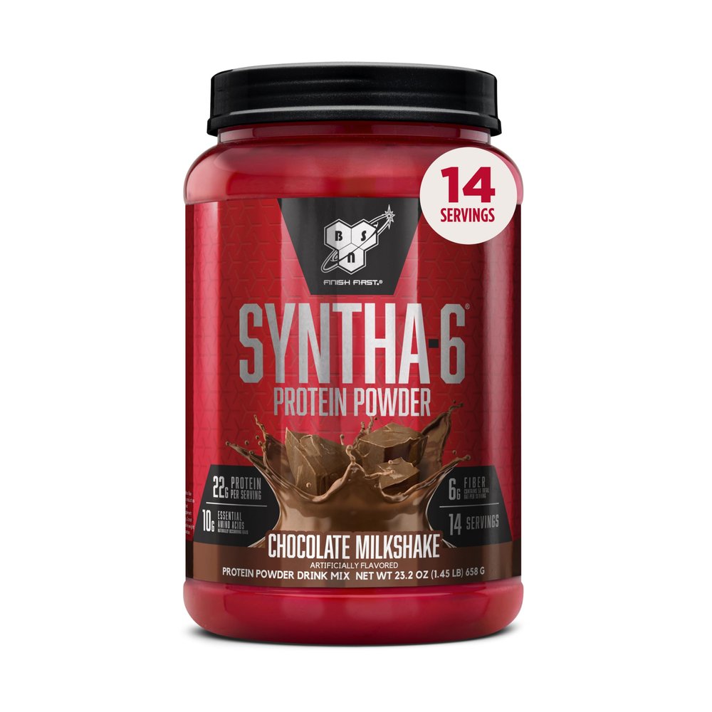 BSN SYNTHA-6 Premium Protein Powder with 6g of Fiber, Whey Isolate, Micellar Casein, Milk Protein Isolate, 5g of Fat, Chocolate Milkshake, 14 Servings, 1.45 Pound (Packaging May Vary)