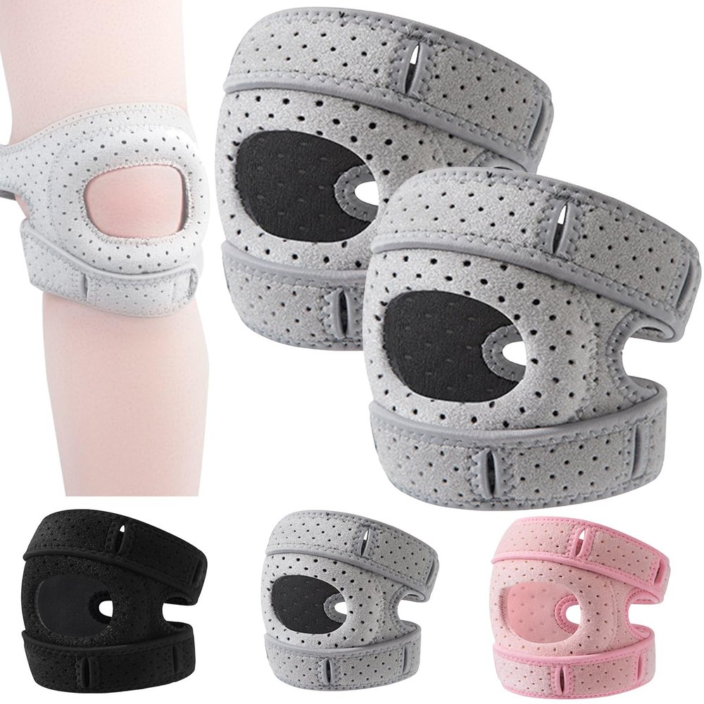 1 Pair Knee Brace for Women Men Adjustable Knee Support,Side Stabilizers Compression Patella Leg Foot Supports,Strap for Running Arthritis Jumper Tennis Injury Recovery,Sports Braces (Grey, L)