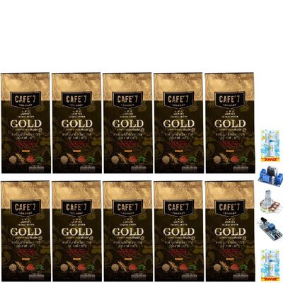 10 Sachets/Pack (150g) Cafe7LegaGold Coffee With 4 Legendary Natural Extracts Delicious Intense Much Mellow Fruit Snack Set 10 C542 By Thaigiftshop [Get Free Tomato Facial Mask]