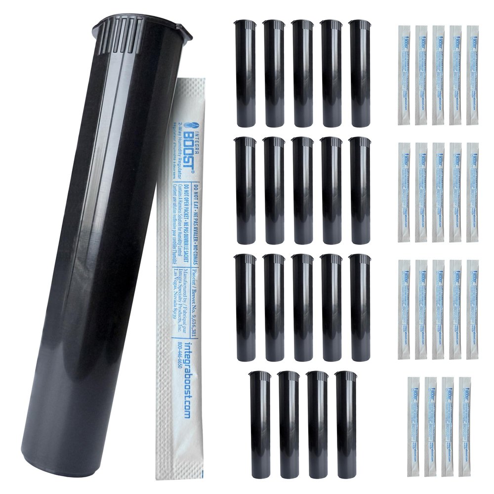 Integra Boost 62% RH, 2 Way Humidity Control Sticks Pack of 20 with 98mm Squeeze Top Containers Included | Moisture Absorbers (Black)