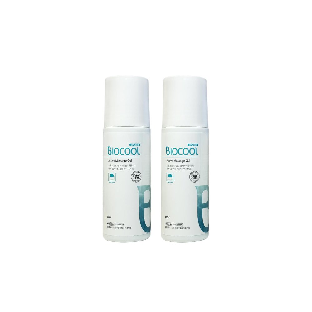 BIOCOOL Sports Gel Roll-On 100 ml (3.38 fl oz) Max Strength Cooling Pain Relief Gel for Muscle & Joint Soreness, Stiffness & Discomfort Fast-Acting, Non-Greasy Korean Formula - 2 Pack