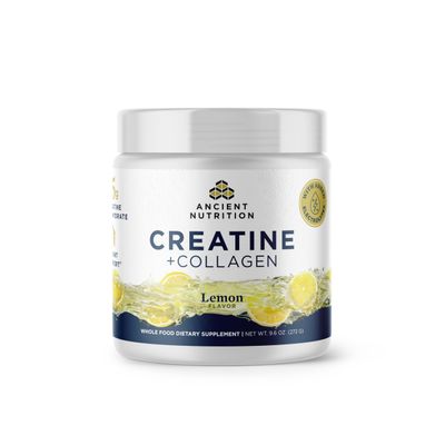 Ancient Nutrition Creatine + Collagen + Electrolytes Muscle Strength, Lean Body Mass, Joint Comfort & Cognitive Support Includes 5g Creatine Monohydrate for Women, Lemon (30 Servings)
