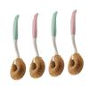 DEARMAMY Natural Coconut Fiber Pot Brush 4-Piece Set Long Handle for Non-Stick Cookware Cleaning in Kitchen view 1