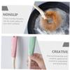 DEARMAMY Natural Coconut Fiber Pot Brush 4-Piece Set Long Handle for Non-Stick Cookware Cleaning in Kitchen view 2