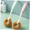 DEARMAMY Natural Coconut Fiber Pot Brush 4-Piece Set Long Handle for Non-Stick Cookware Cleaning in Kitchen view 4