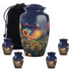 KARYLIZ Sunflower Adult Cremation Urns for Male - Large Burial Urn for Men 10 Inch - Ashes Holder for Women - 3 Inch Tiny Keepsake Human Ash Urns - Memorial Funeral Earns Combo Set of 5 view 1