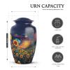 KARYLIZ Sunflower Adult Cremation Urns for Male - Large Burial Urn for Men 10 Inch - Ashes Holder for Women - 3 Inch Tiny Keepsake Human Ash Urns - Memorial Funeral Earns Combo Set of 5 view 2