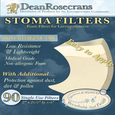 Stoma Cover Foam Filters for Laryngectomees with Improved Adhesive - Large White, Single Removable Tape