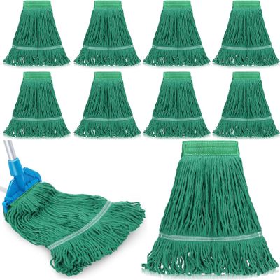 10 PCS 27.6 Inch Commercial Mop Head Refills Heavy Duty Cotton Replacements for Industrial and Residential Floor Cleaning (Green)