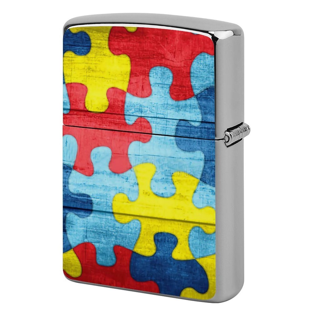 Colorful Autism Awareness Puzzle Fashionable Lighter Shell, Sturdy and Durable Lighter Protective Cover