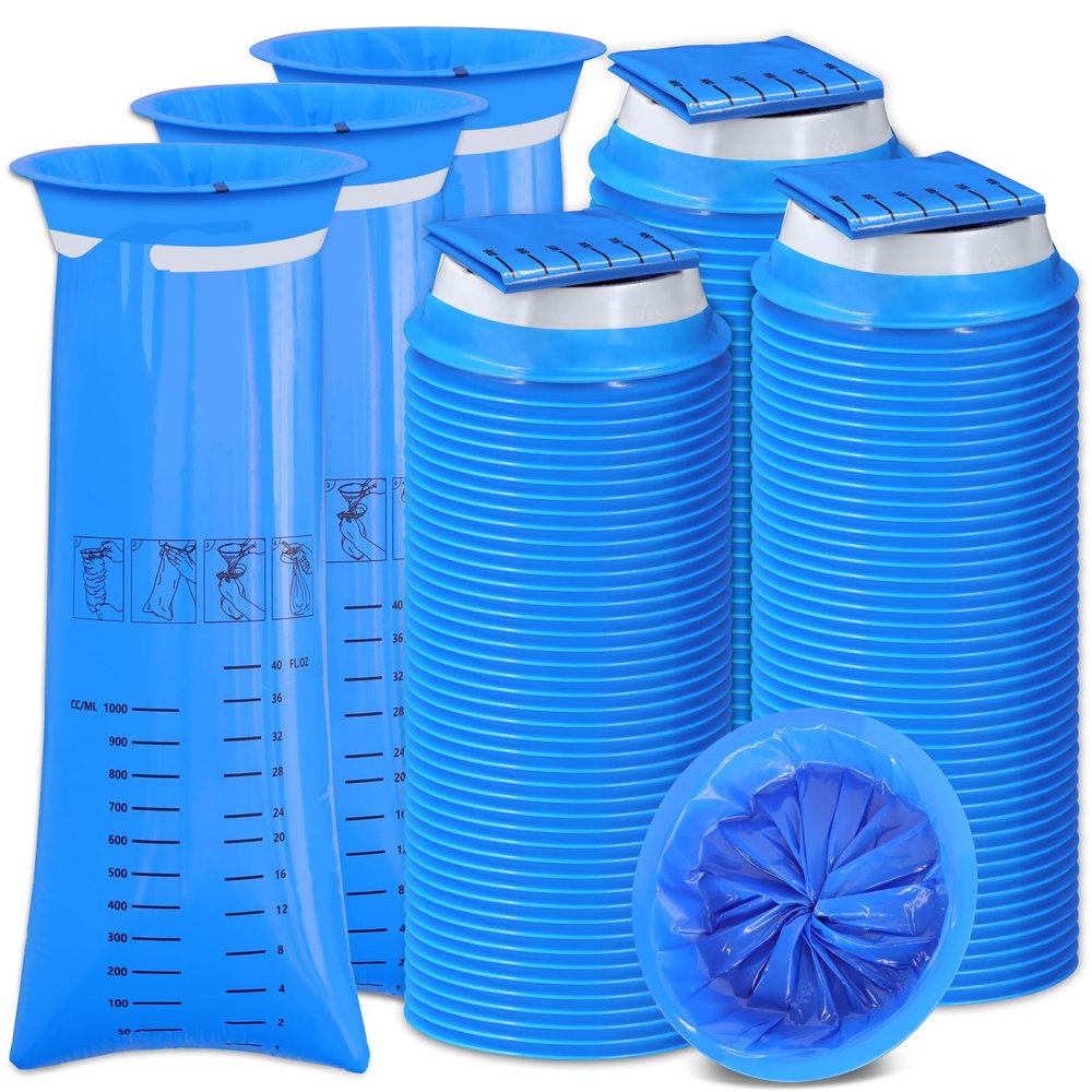 150 Pack Leak-Proof Vomit Bags Disposable with Twist Ties, 1000ml Capacity, Hospital Grade, for Motion Sickness, Travel, Car, Airplane, Pregnancy, Kids & Adults